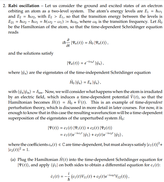 Solved 2 Rabi Oscillation Let Us Consider The Ground And Chegg