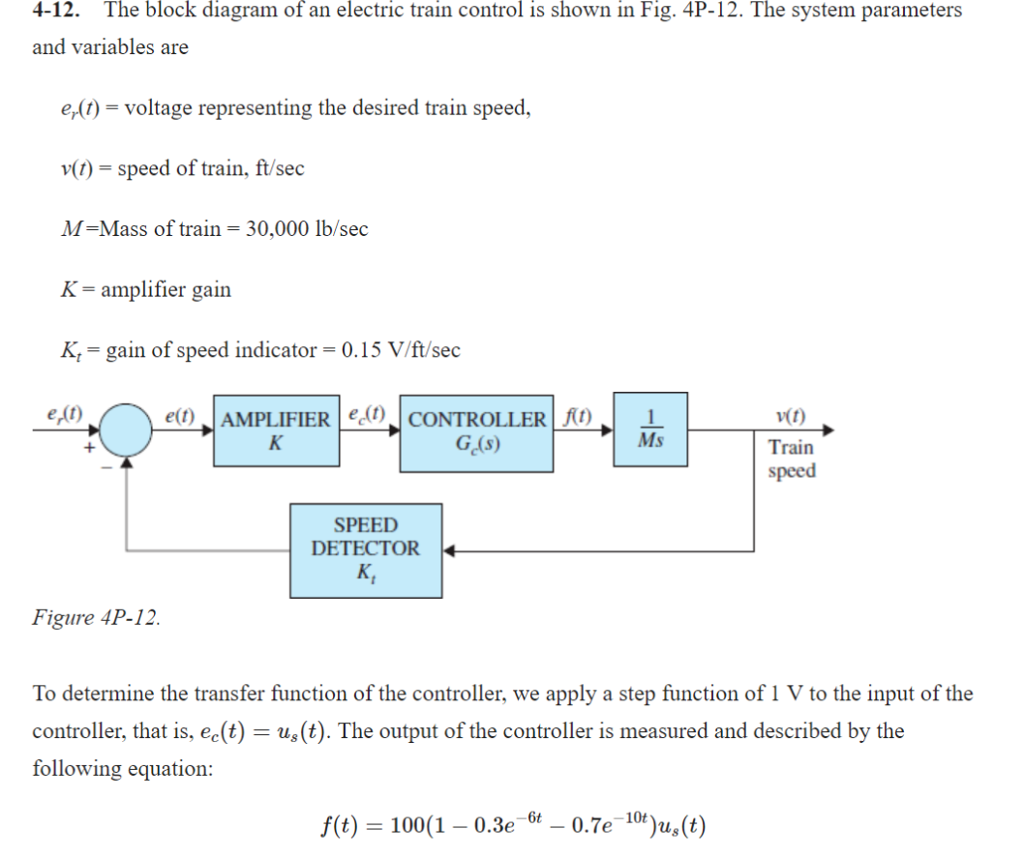 Solved The Block Diagram Of An Electric Train Control Chegg