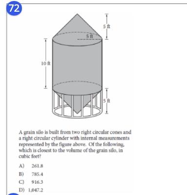 Solved 72 Sit St 10 Ft 15 Ft A Grain Silo Is Built From Two Chegg