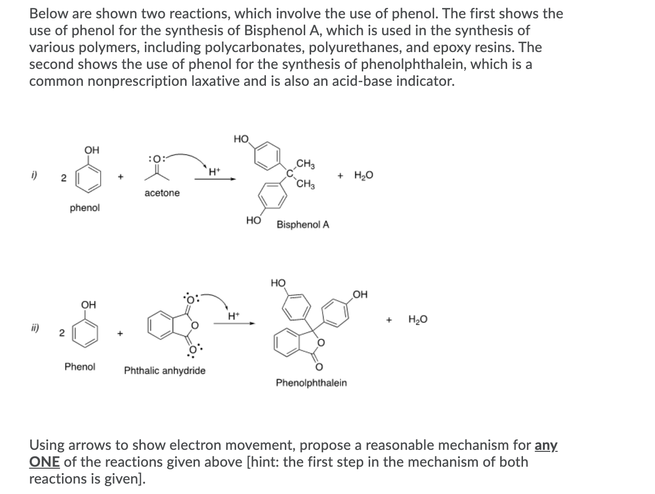 Solved Below Are Shown Two Reactions Which Involve The Use Chegg