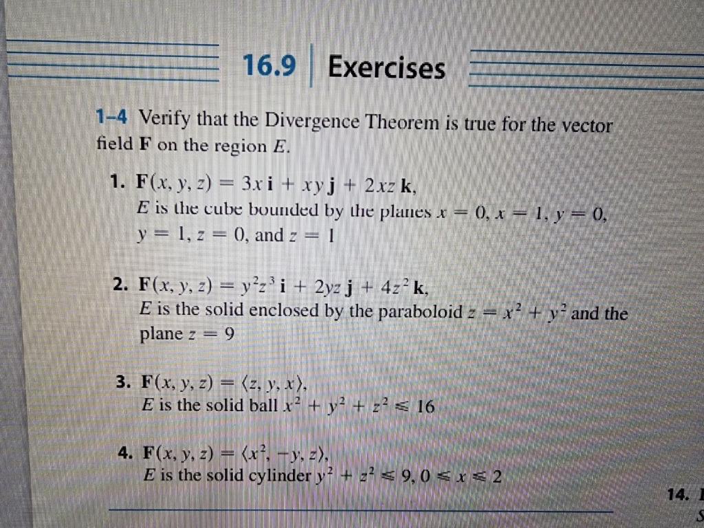 Solved 1 4 Verify That The Divergence Theorem Is True For Chegg