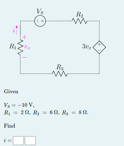 Solved GivenVS 10V R1 2Ω R2 6Ω R3 8Ω Findi Chegg