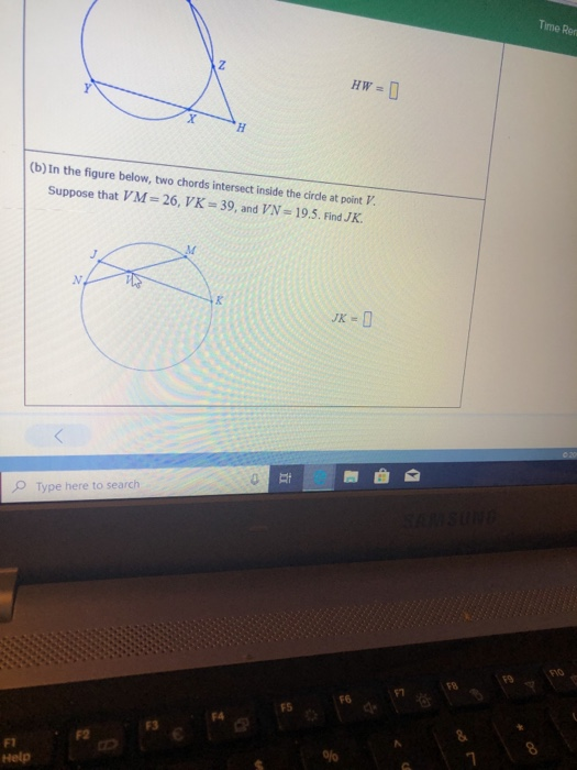 Solved Time Ren B In The Figure Below Two Chords Chegg