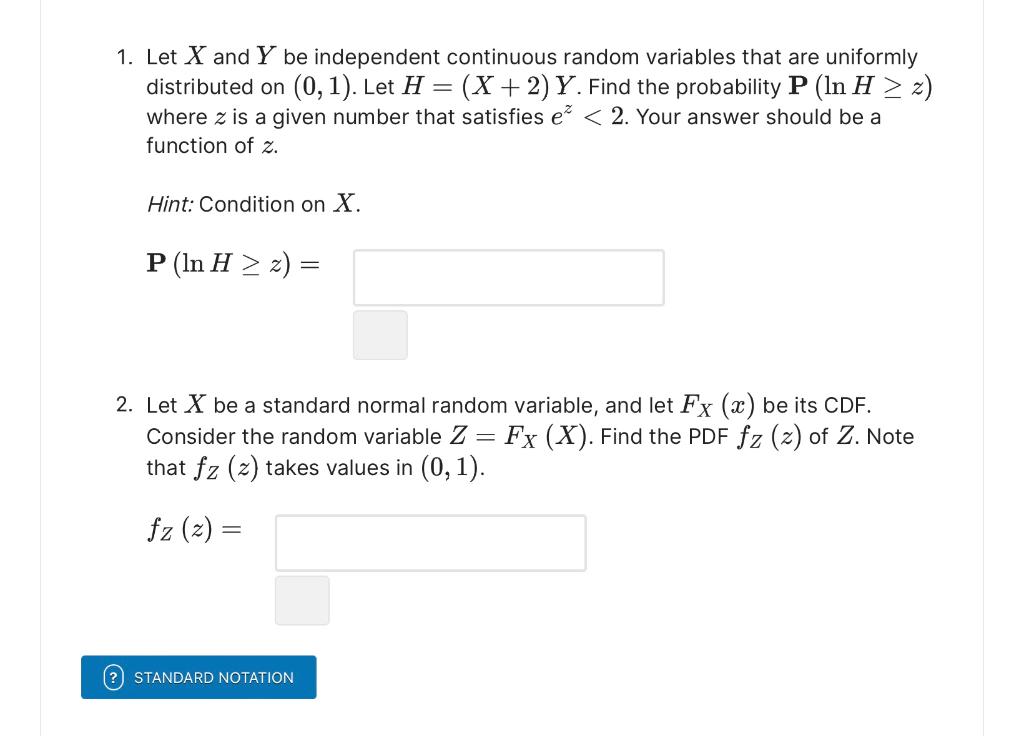 Solved Let X And Y Be Independent Continuous Random Chegg