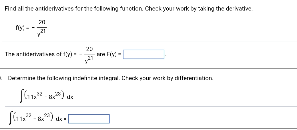 Solved Find All The Antiderivatives For The Following Chegg