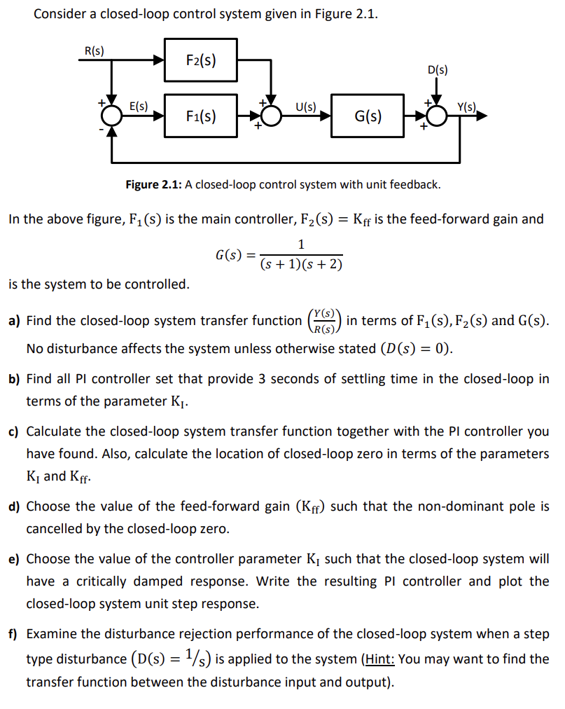 Solved Consider A Closed Loop Control System Given In Figure Chegg