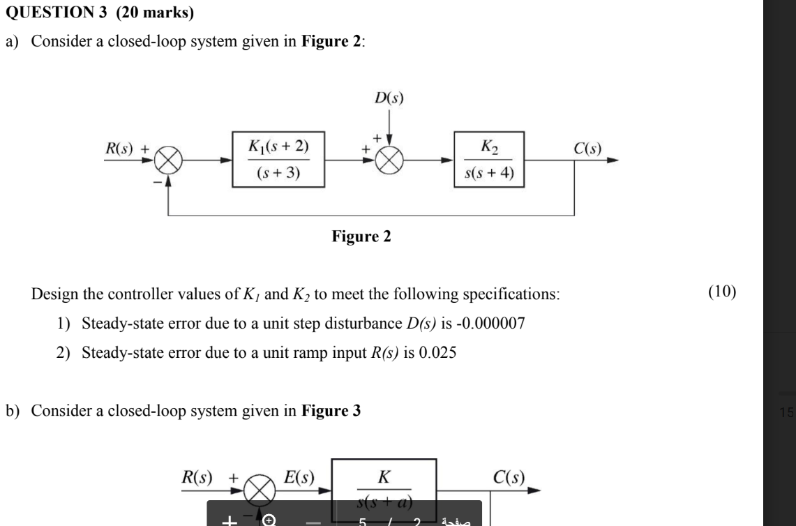 Solved A Consider A Closed Loop System Given In Figure Chegg