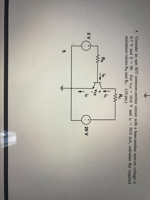 Solved Consider An Npn Bjt Common Emitter Circuit With A Chegg