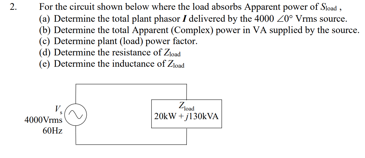 Solved For The Circuit Shown Below Where The Load Absorbs Chegg