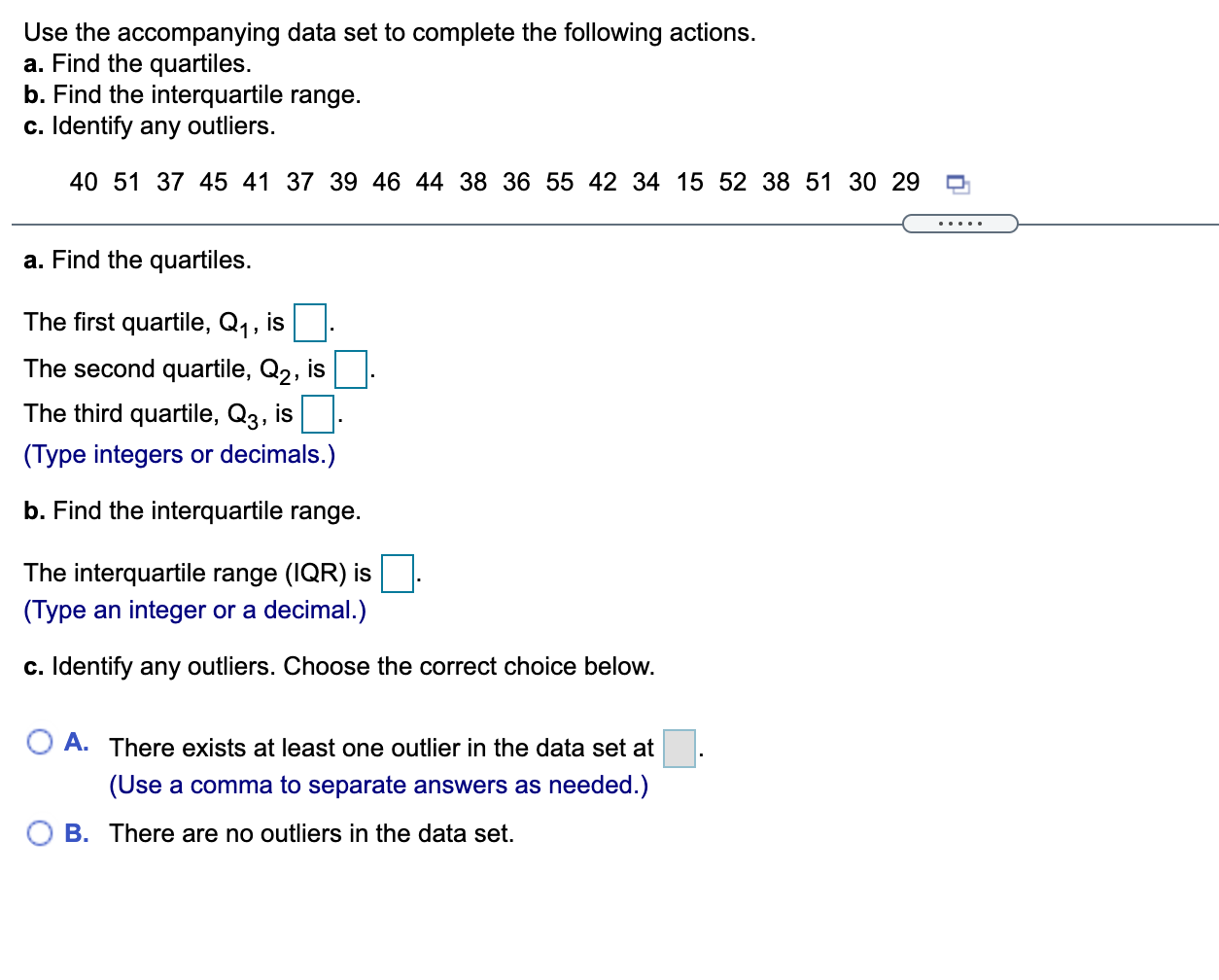 Solved Use The Accompanying Data Set To Complete The Chegg