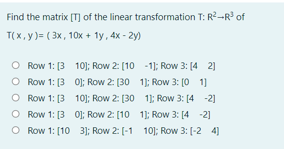 Solved Find The Matrix T Of The Linear Transformation T Chegg