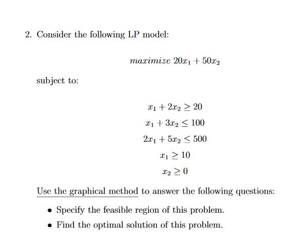 Solved Consider The Following Lp Model Marimize Chegg