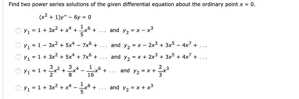 Solved Find Two Power Series Solutions Of The Given Chegg