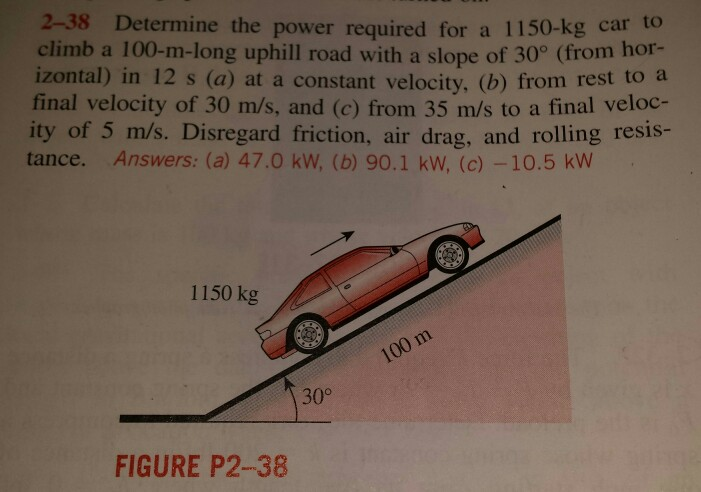 Solved Determine The Power Required For A Kg Car Chegg