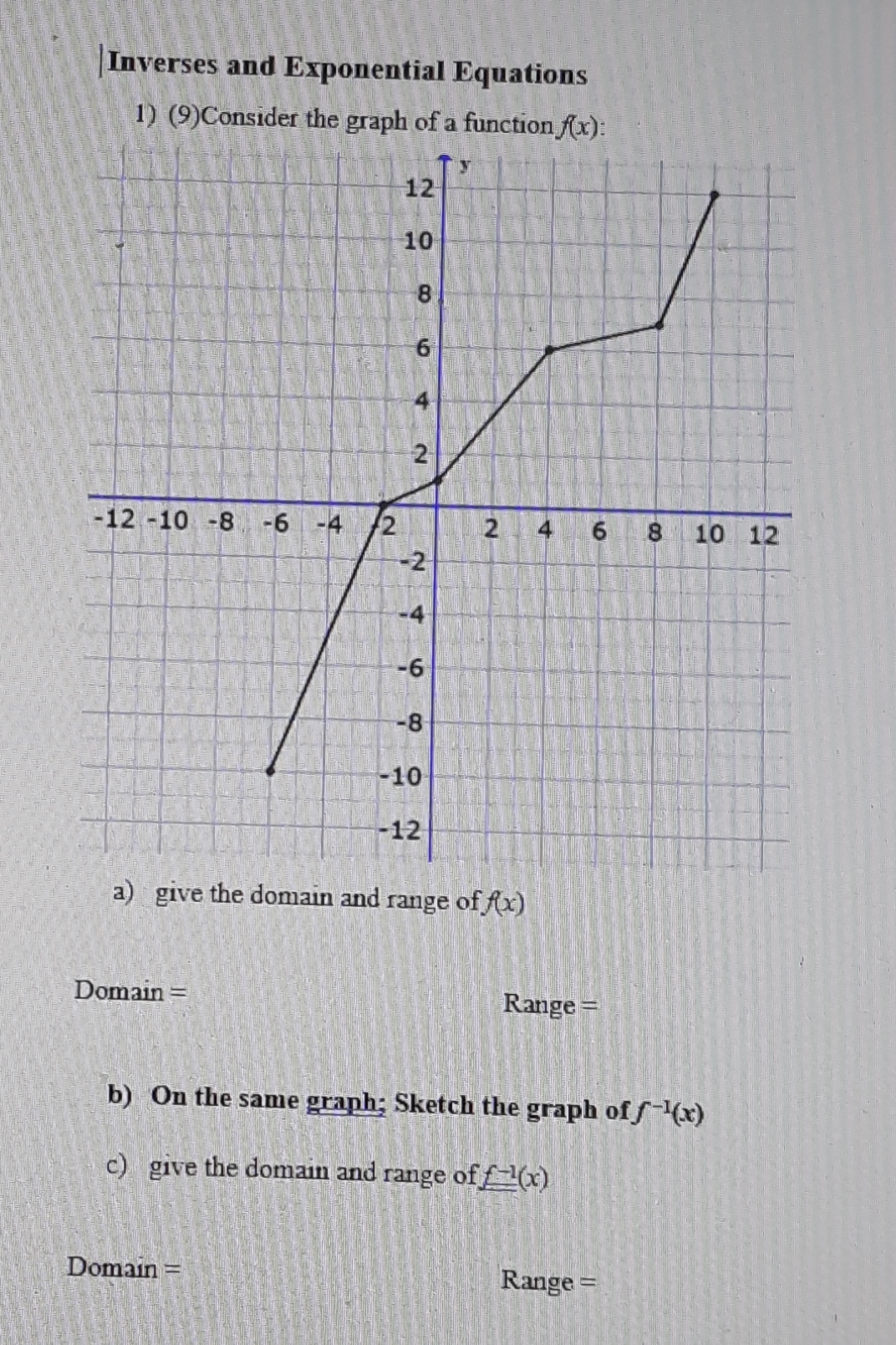 Inverses And Exponential Equations 1 9 Consider Chegg