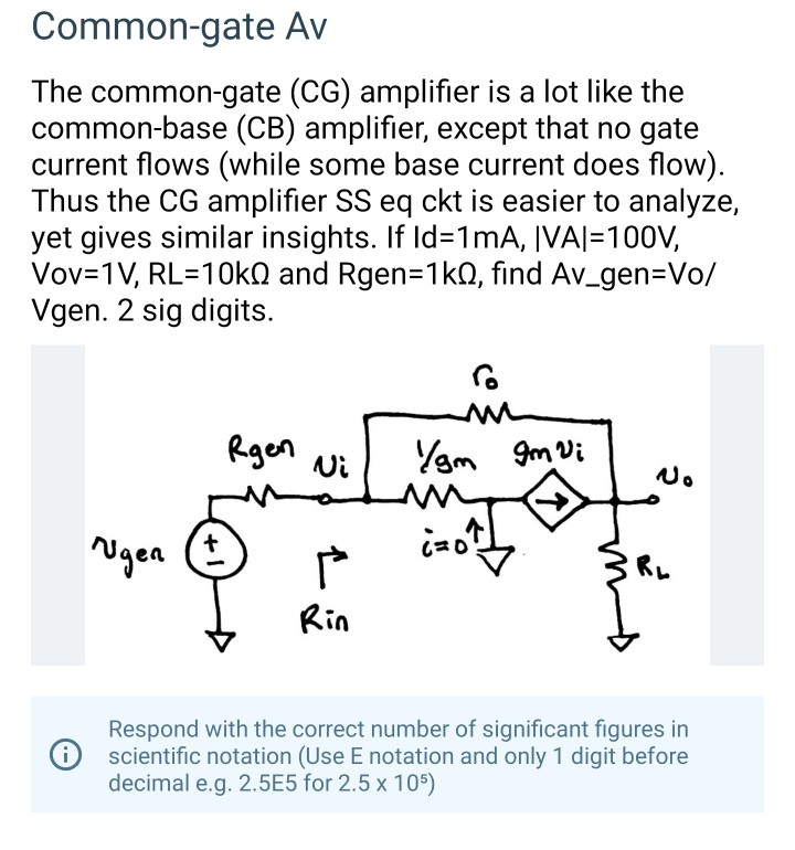 Solved Common Gate Rin The Common Gate CG Amplifier Is A Chegg