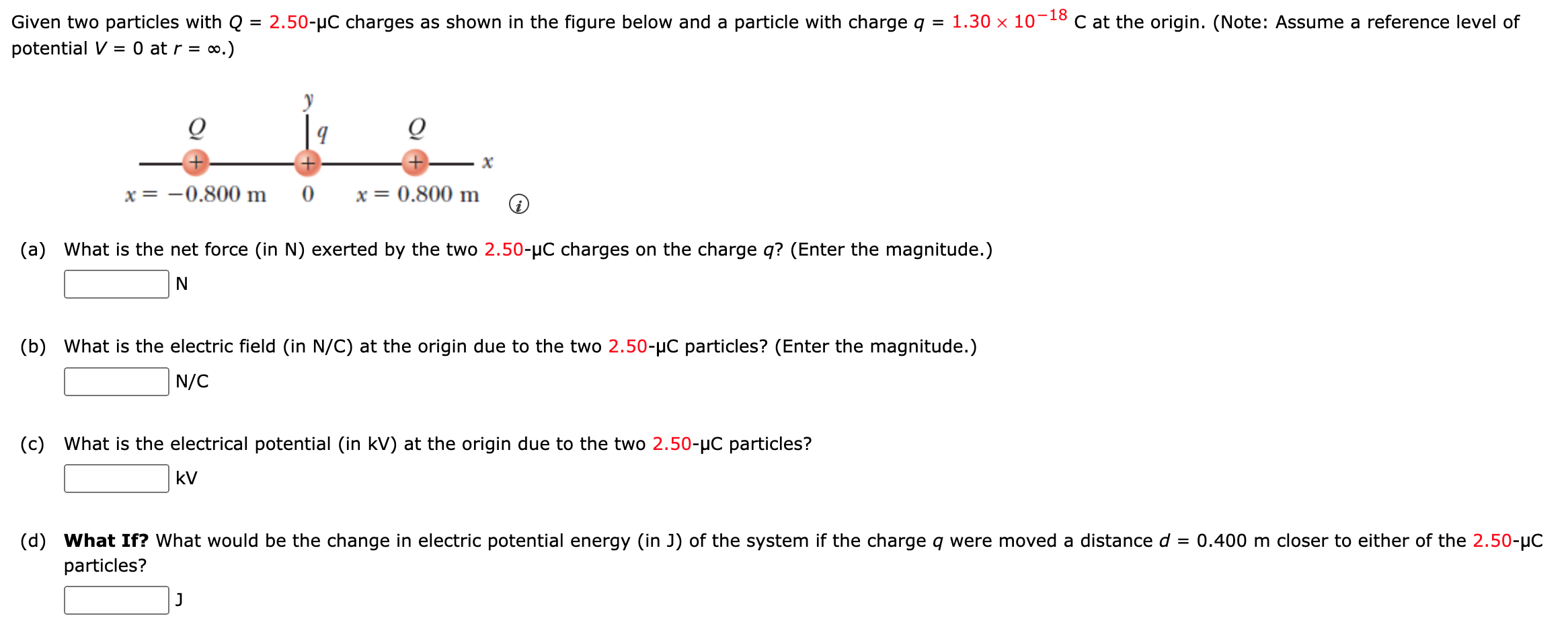 Solved Given Two Particles With Q C Charges As Shown Chegg