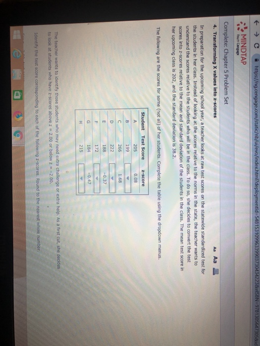 Solved Transforming X Values Into Z Scores Chegg