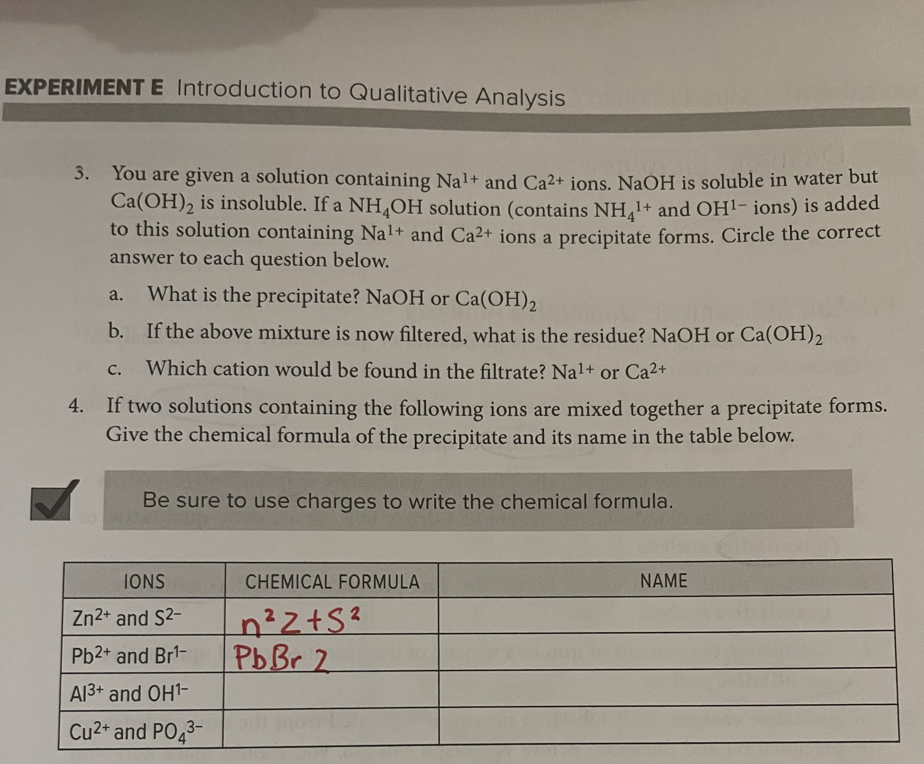 Solved EXPERIMENTE Introduction To Qualitative Analysis 3 Chegg