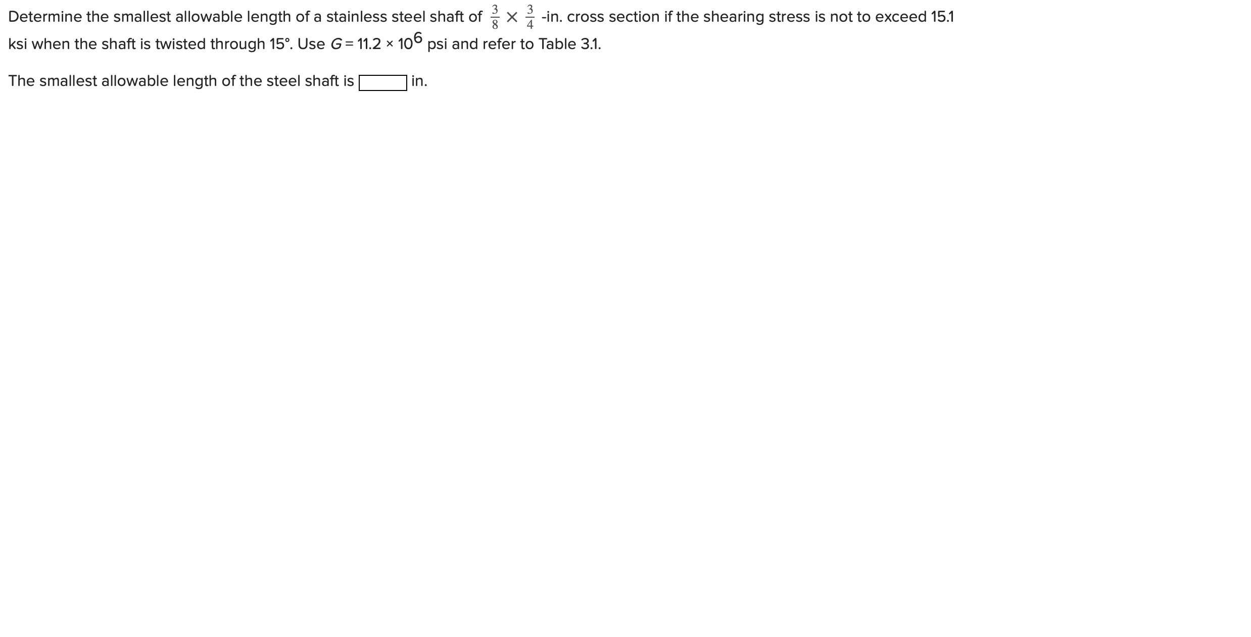 Solved Determine The Smallest Allowable Length Of A Chegg