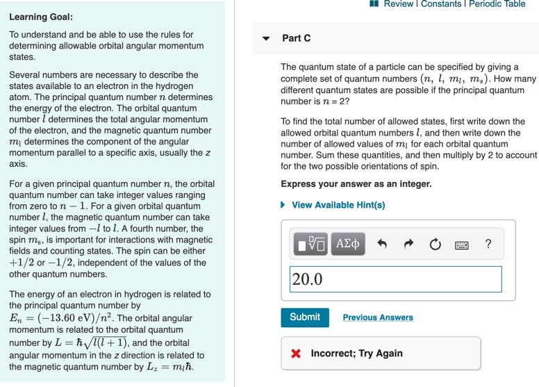 Solved Review Constants Periodic Table Part C Learning Chegg