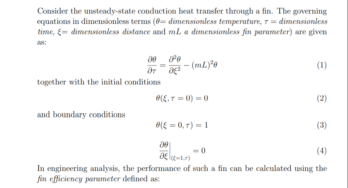 Consider The Unsteady State Conduction Heat Transfer Chegg