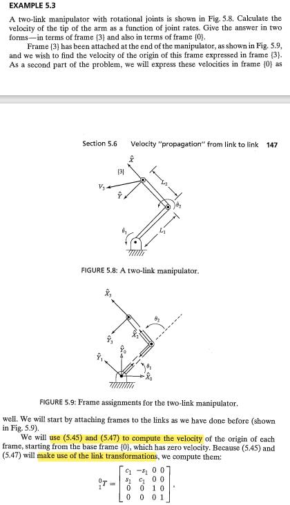 Solved Example A Two Link Manipulator With Rotational Chegg