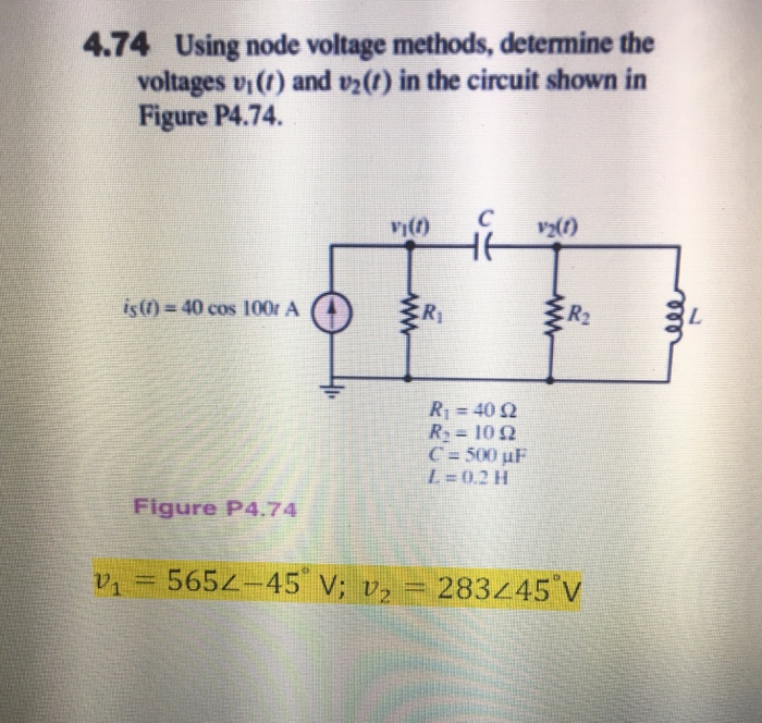 Solved Using Node Voltage Methods Determine The Voltages Chegg