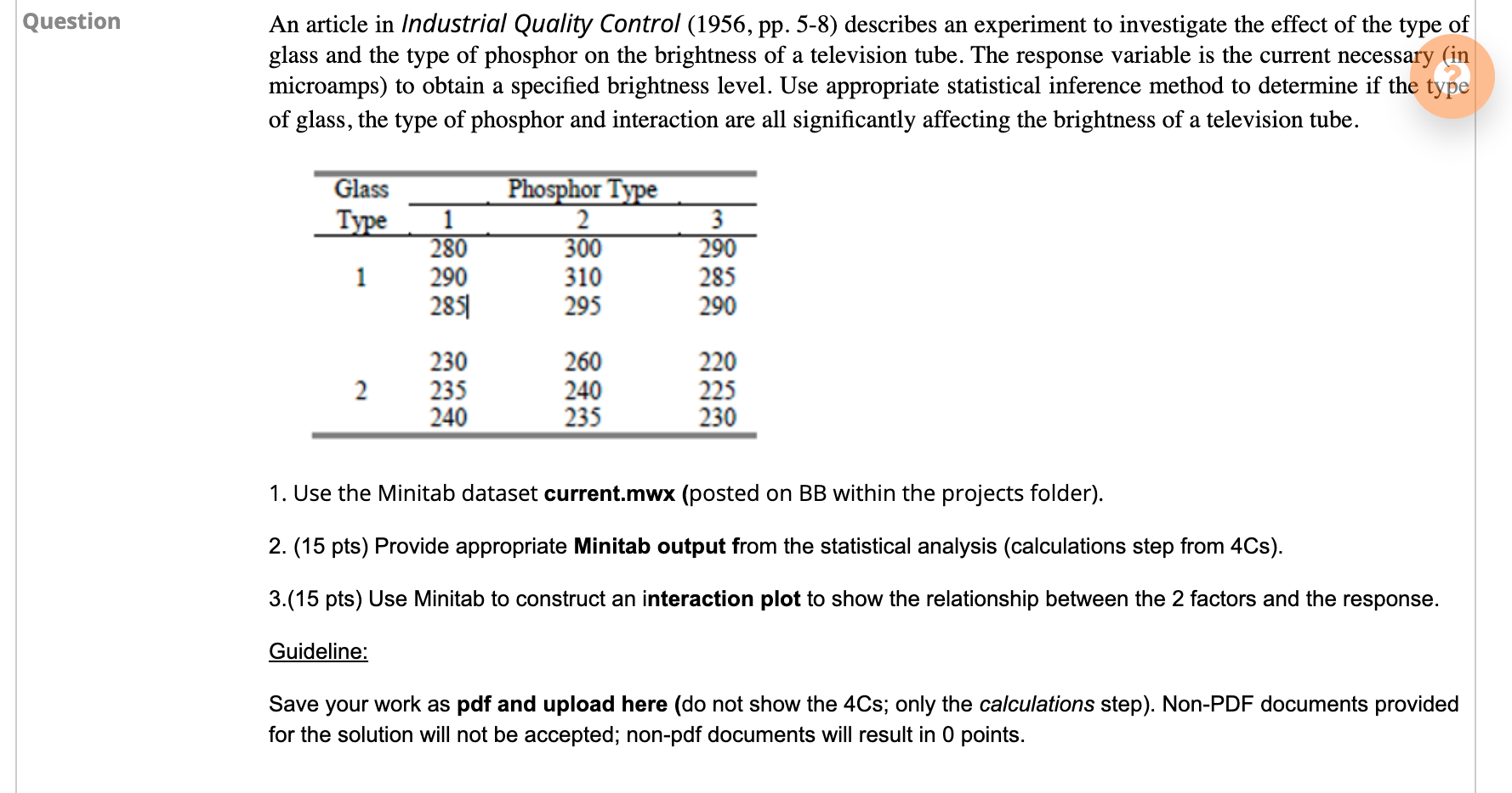 Question An Article In Industrial Quality Control Chegg