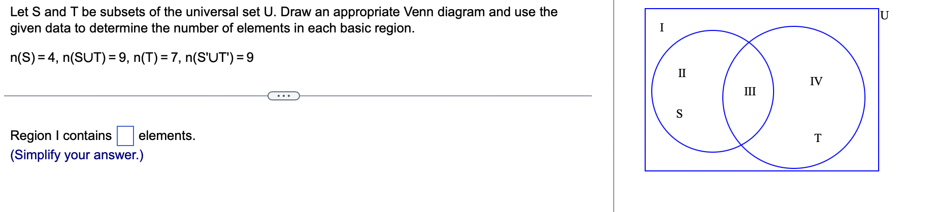 Solved Let S And T Be Subsets Of The Universal Set U Draw Chegg