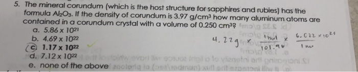 Solved The Mineral Corundum Which Is The Host Structure Chegg