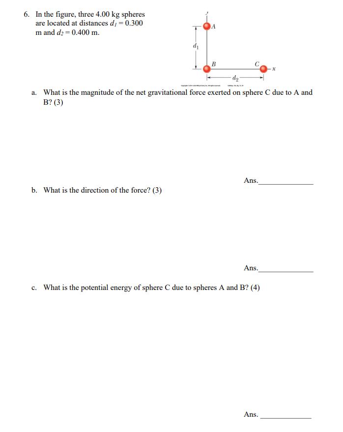 Solved 6 In The Figure Three 4 00 Kg Spheres Are Located Chegg