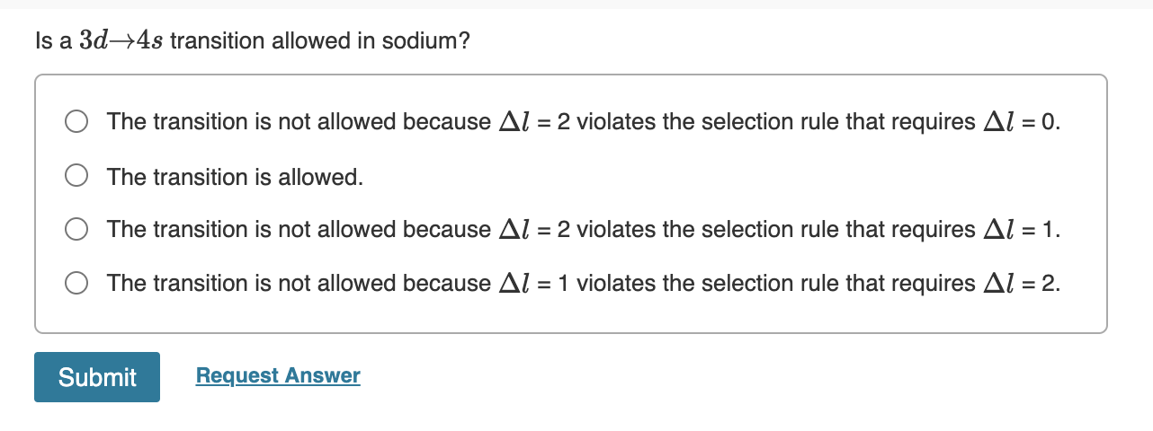 Solved Is A 3d 48 Transition Allowed In Sodium The Chegg