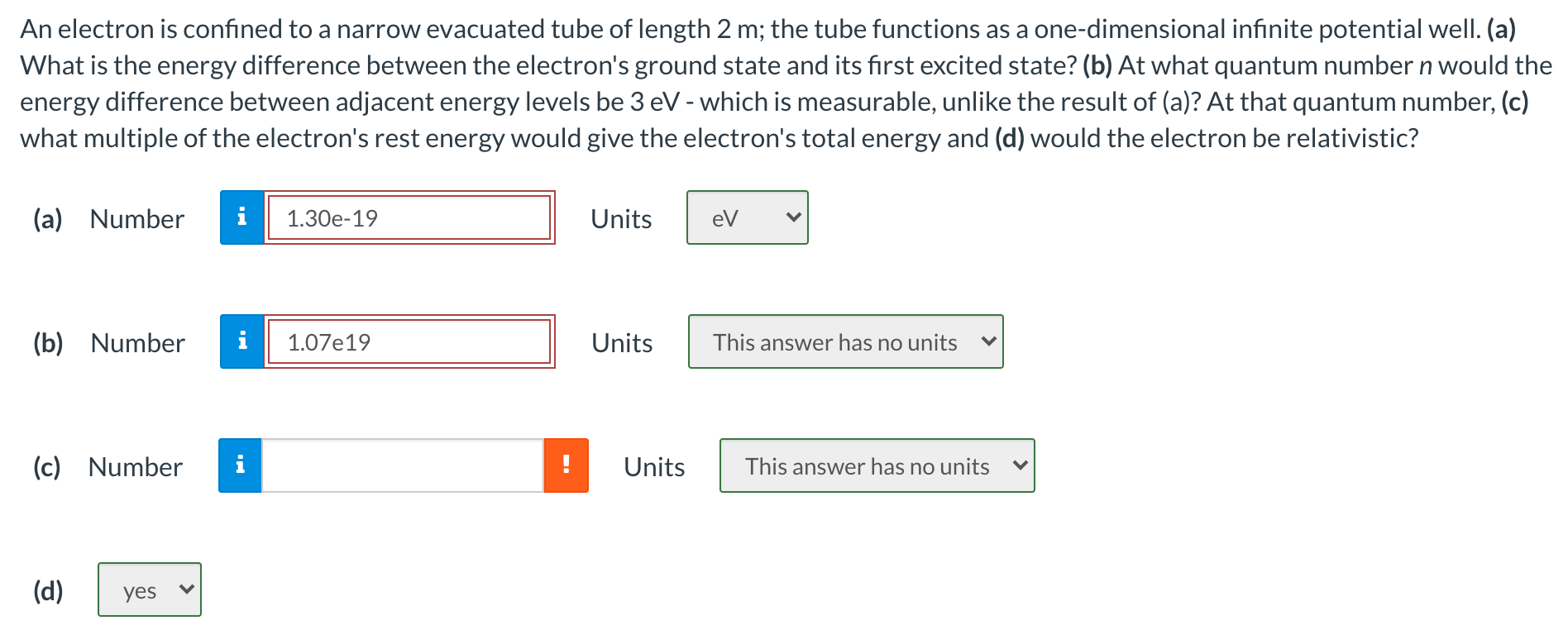 Solved An Electron Is Confined To A Narrow Evacuated Tube Of Chegg