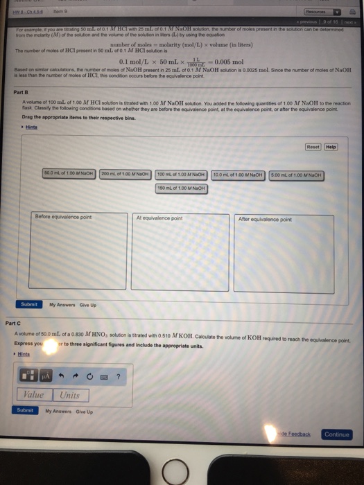 Solved A Volume Of 100 ML Of 1 00 M HCl Solution Is Chegg