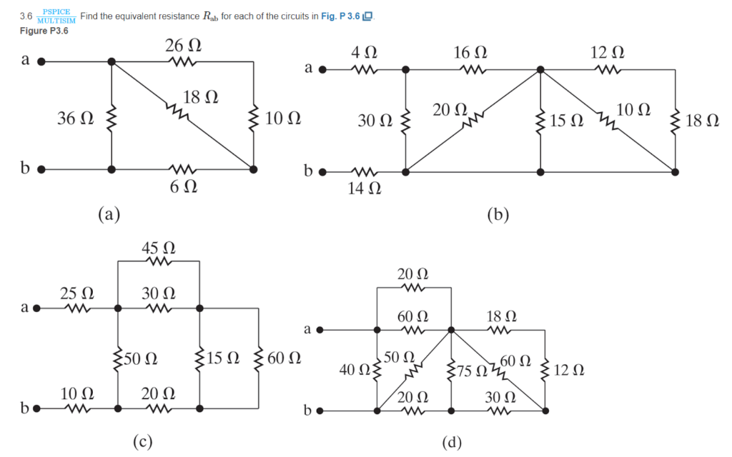 Solved 3 6 PSPICE MULTISIM Find The Equivalent Resistance Chegg