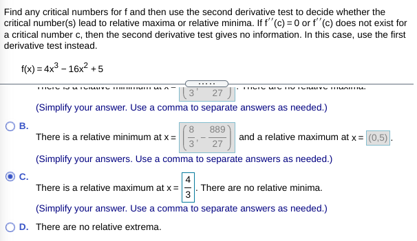 Solved Find Any Critical Numbers For F And Then Use The Chegg