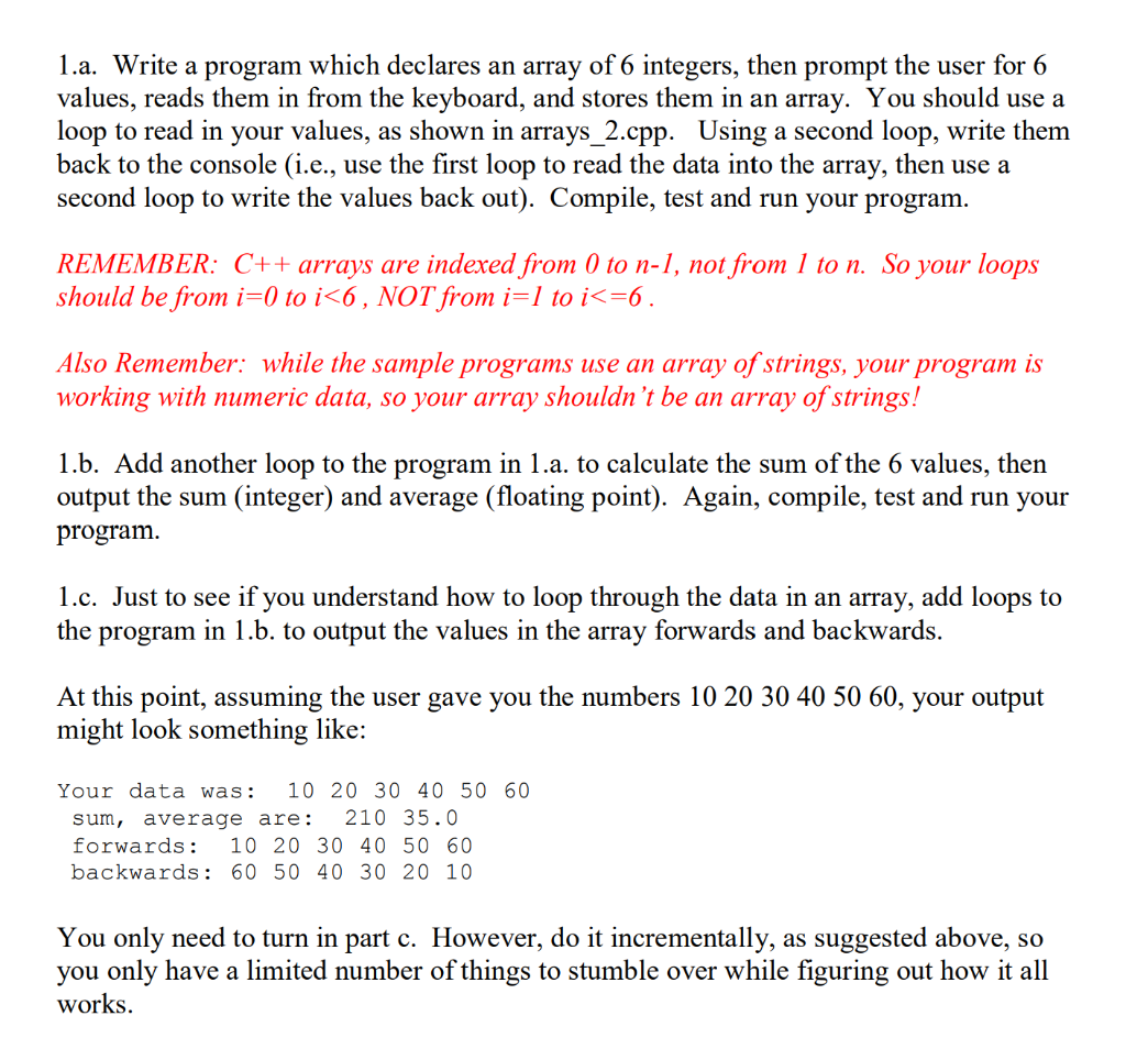 Solved 1 A Write A Program Which Declares An Array Of 6 Chegg