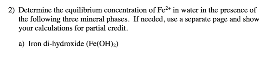 Solved Determine The Equilibrium Concentration Of Fe In Chegg