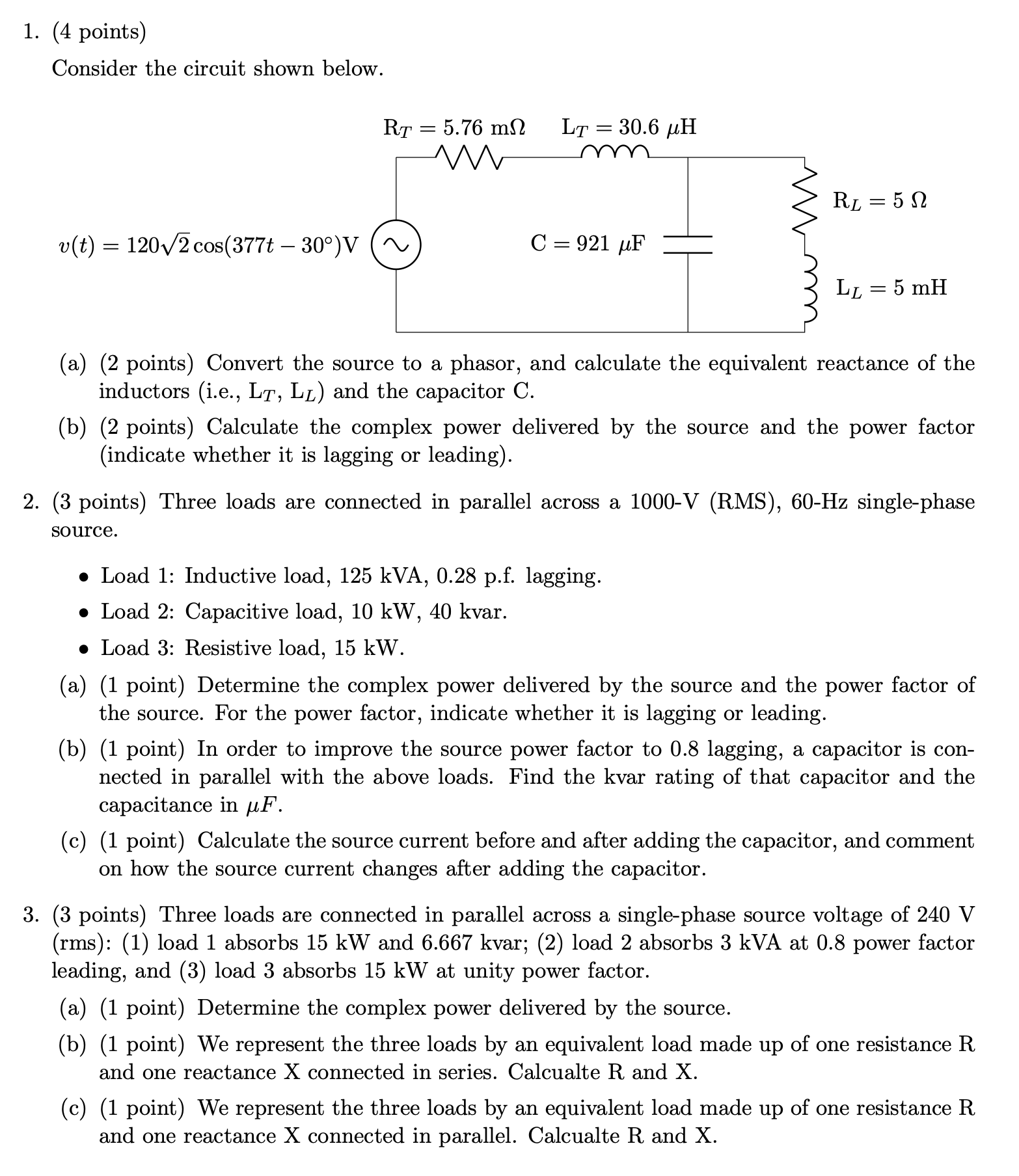 Solved 1 4 Points Consider The Circuit Shown Below A Chegg