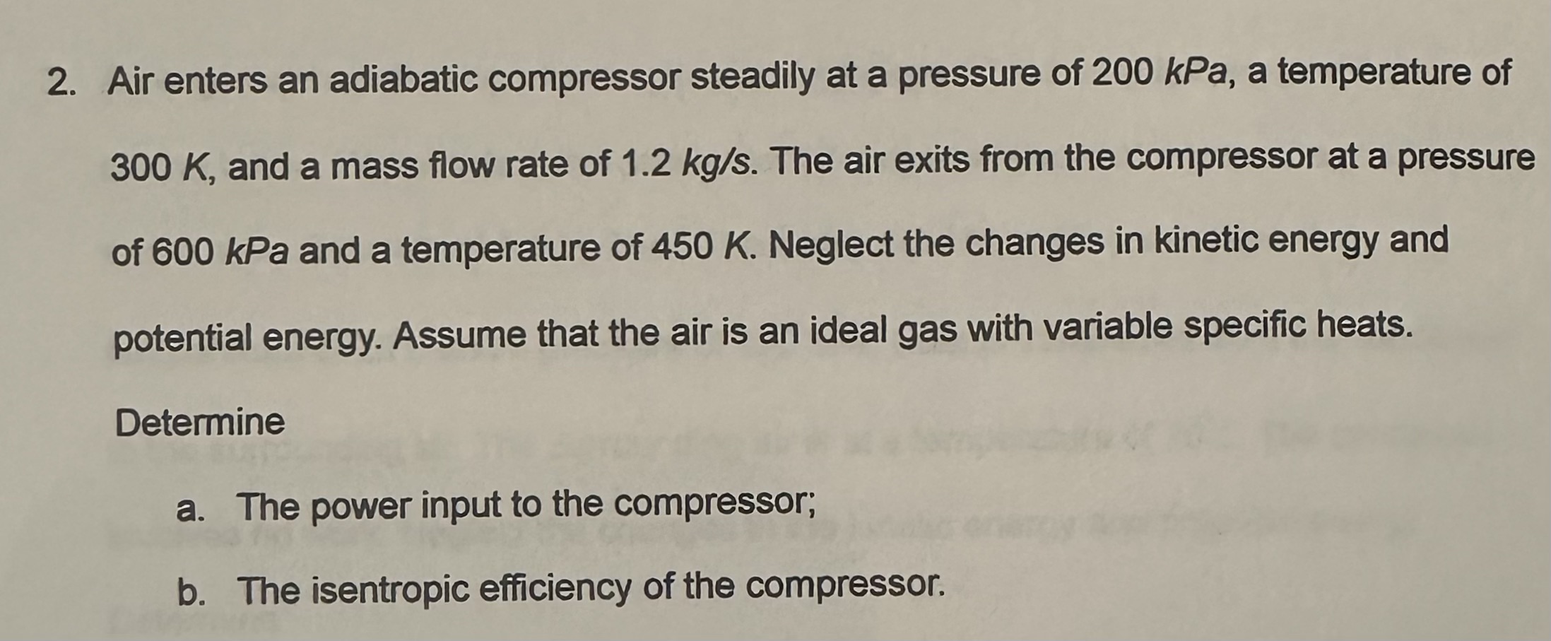 Solved 2 Air Enters An Adiabatic Compressor Steadily At A Chegg