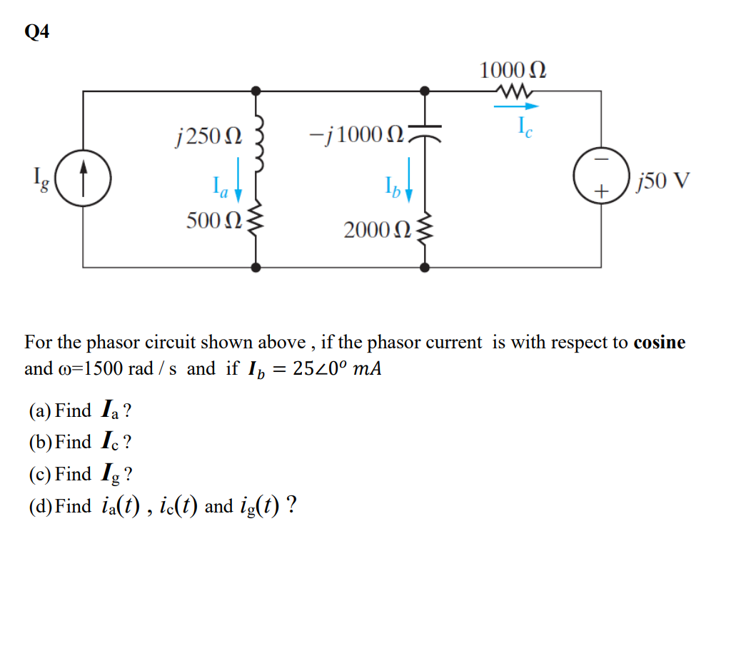 Solved For The Phasor Circuit Shown Above If The Phasor Chegg