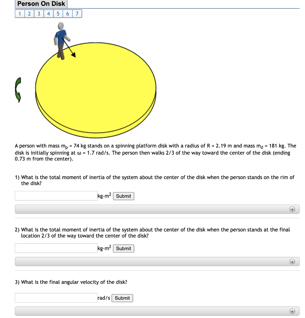 Solved A Person With Mass Mp Kg Stands On A Spinning Chegg