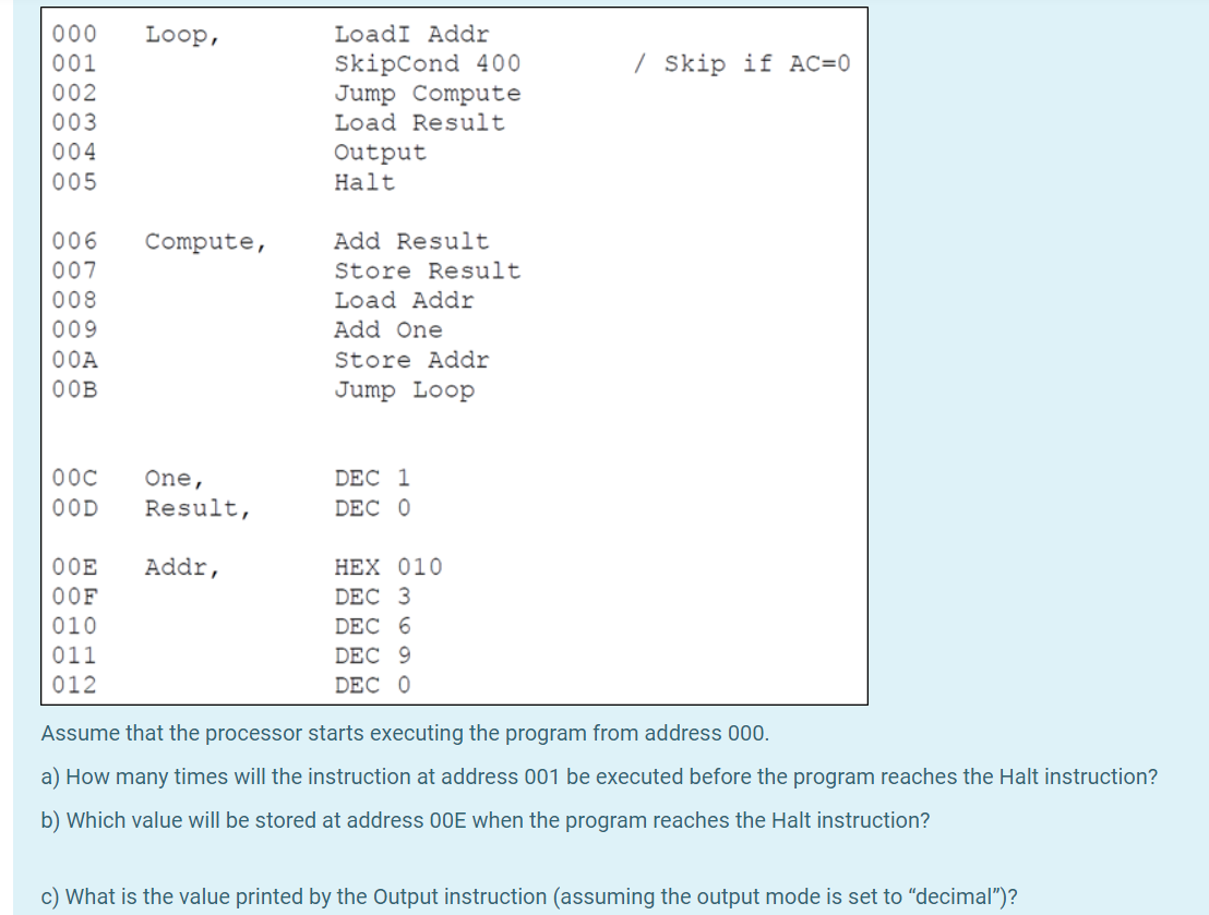 Consider The Program Above Written In Marie Assembly Chegg