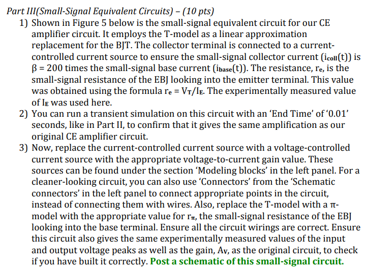 Part Iii Small Signal Equivalent Circuits Pts Chegg