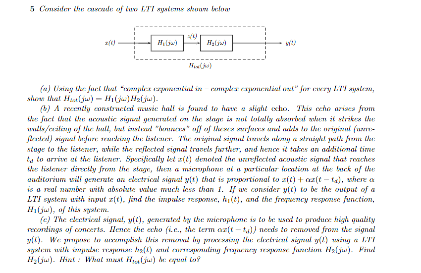 Solved Consider The Cascade Of Two Lti Systems Shown Below Chegg