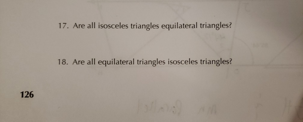 Solved Are All Isosceles Triangles Equilateral Chegg