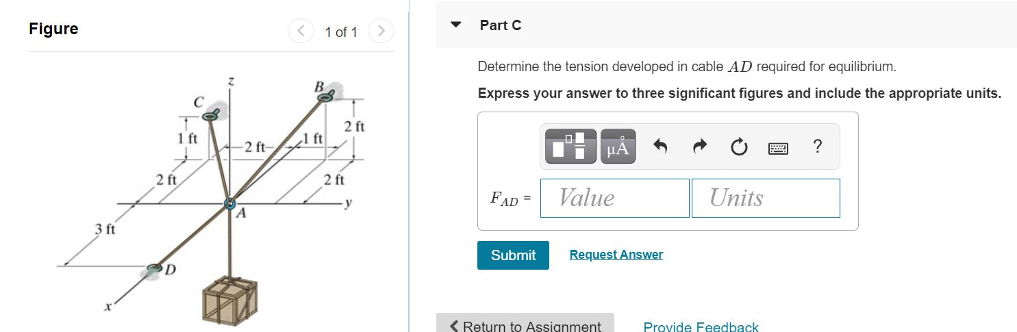 Solved Part A Determine The Tension Developed In Cable AB Chegg