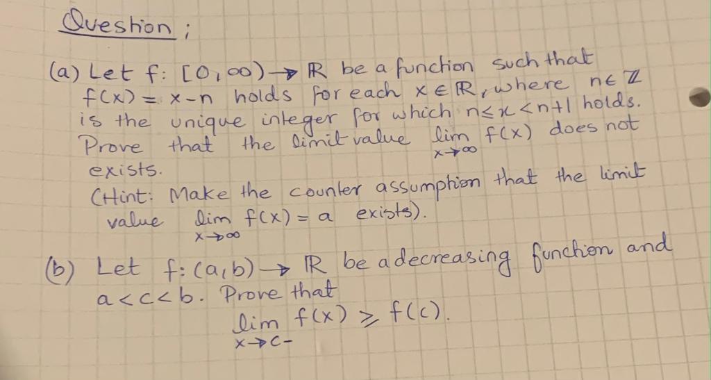 Solved A Let F 0 R Be A Function Such That F X Xn Chegg