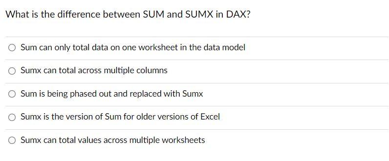 Solved What Is The Difference Between Sum And Sumx In Dax Chegg